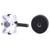 Black Rhodium Squre Stainless Steel With Cz Stone 2 Pair Stud Earring