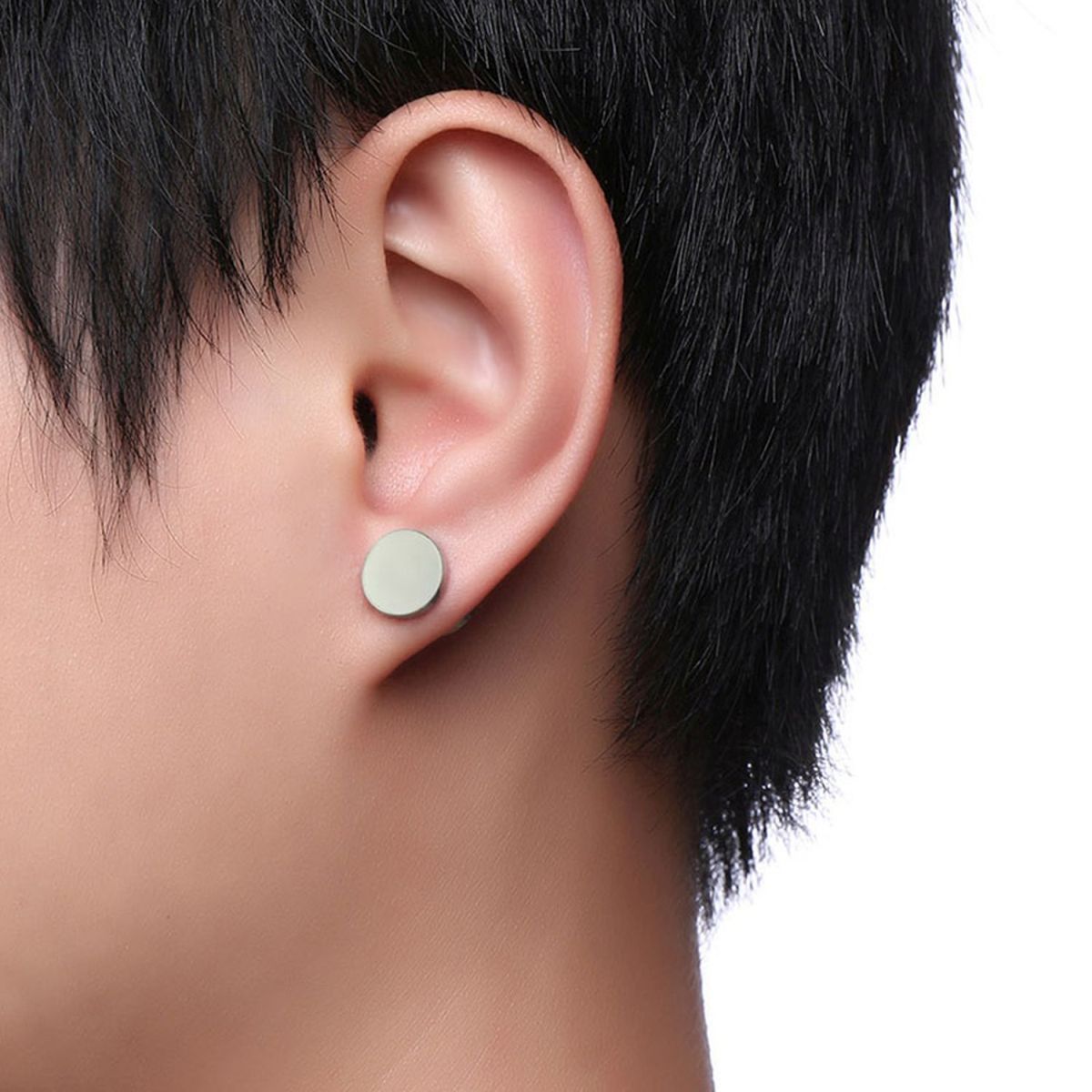 Dumbell Barbell 6 Mm Stainless Steel Silver Ear Stud Earring Pair