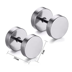 Dumbell Barbell 8 Mm Stainless Steel Silver Ear Stud Earring Pair