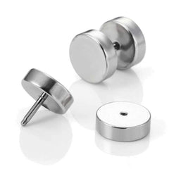 Dumbell Barbell 8 Mm Stainless Steel Silver Ear Stud Earring Pair