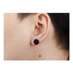 Dumbell Barbell 6 Mm Stainless Steel Black Silver Stud Earring Pair