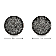 Disco Black White Stainless Steel Black Silver Ear Stud Earring Pair