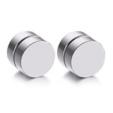 Dual Magnet 8 Mm Stainless Steel Silver Non Pierced Stud Earring Pair