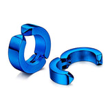 Stainless Steel Neon Blue Non-Piercing Hoop Bali Openable Earring Pair