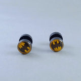 Batman Black Yellow Stainless Steel Stud Earring Pair For Men