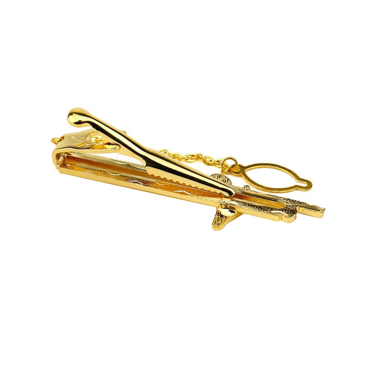 Music 18K Gold Rhodium Cz Formal Shirt Tie Pin Clip Branded Gift Box