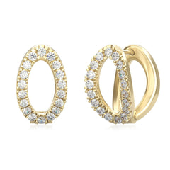 Brass 18K Rose Gold Oval Shape Clip On Stud Earring Pair Women
