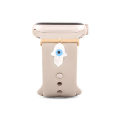 Evil Eye Hamsa Hand Shape Pendant Decorative Ring Loops Copper Mother Of Pearl Gold Watch Charm Band Women