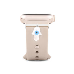 Evil Eye Hamsa Hand Shape Pendant Decorative Ring Loops Copper Mother Of Pearl Gold Watch Charm Band Women