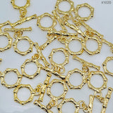 Beaten Gold Toggle T O Clasp 18K Gold Anti Tarnish DIY Accessory Lock for Chain Bracelet