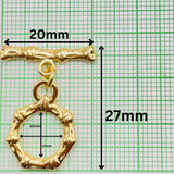 Beaten Gold Toggle T O Clasp 18K Gold Anti Tarnish DIY Accessory Lock for Chain Bracelet