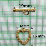 Heart Love Matte Toggle T O Clasp 18K Gold Anti Tarnish DIY Accessory Lock for Chain Bracelet