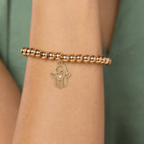 Brass 18k Hamsa Heart Embellishment Bracelet For Women