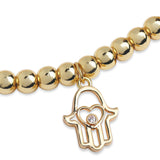 Brass 18k Hamsa Heart Embellishment Bracelet For Women