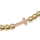 Brass 18k Crystal Studded Cross Embllishment Bracelet For Women