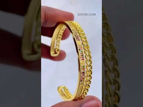 Rainbow Multi Colour Screw Dual Layer 18K Gold Copper Cuff Bangle For Women
