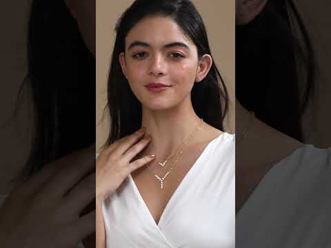 Copper Y Shape Solitaires Cubic Zirconia Gold Link Chain Layer Necklace For Women