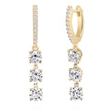 Brass 18k Rose Gold Round Crystal Dangler Earring Pair For Women
