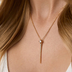 Brass 18k Rose Gold Solitaire Javeline Pendant For Women