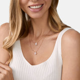 Brass 18k Rose Gold Solitaire Layered Necklace For Women