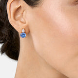 Brass 18k Gold Titanic Blue Crystal Studs Earring Pair For Women