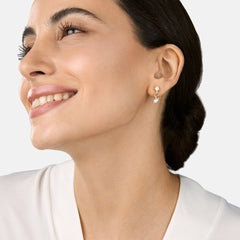 Brass 18k Rose Gold Mixed Shape Crystal Studs Earring Pair For Women