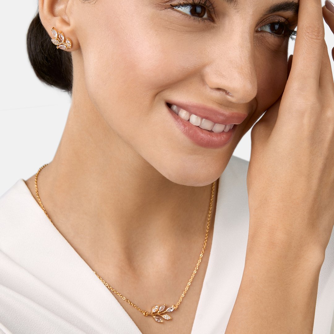 Brass 18k Rose Gold Marquise Vine Pendant For Women