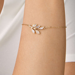 Brass 18k Rose Gold Marquise Vine Bracelet For Women