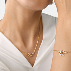 Brass 18k Rose Gold Marquise Vine Bracelet For Women