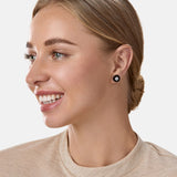 Brass 18k Rose Gold Enamel Disc Stud Earring Pair For Women