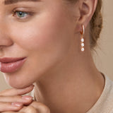 Brass 18k Rose Gold Round Crystal Dangler Earring Pair For Women