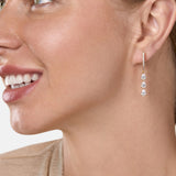 Brass 18k Rose Gold Pear Crystal Dangler Earring Pair For Women