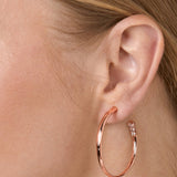 Brass 18k Rose Gold Half Round Hoops Earring Pair For Women