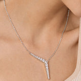Brass 18k Rose Gold Crystal Encrusted Y Necklace For Women