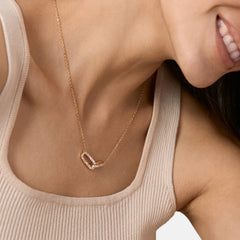 Brass 18k Rose Gold Friends Linked Up Necklace For Women