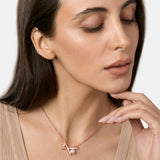 Brass 18k Rose Gold Cross Pearl Necklace For Women
