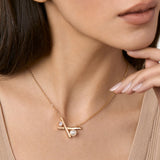 Brass 18k Rose Gold Cross Pearl Necklace For Women