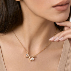 Brass 18K Rose Gold Cross Pearl Necklace For Women