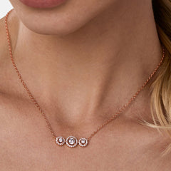 Brass 18K Rose Gold Trilogy Solitaire Pendant For Women