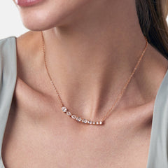 Brass 18k Rose Gold Fluid Crystal Necklace For Women