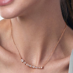 Brass 18K Rose Gold Fluid Crystal Necklace For Women