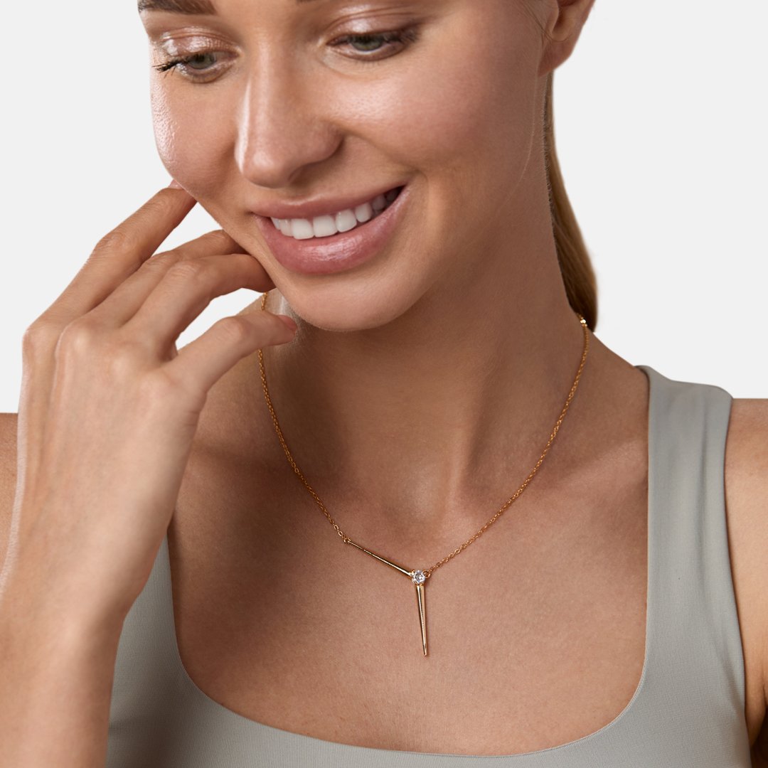 Rose gold y necklace discount