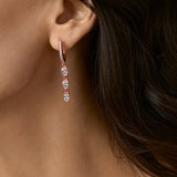 Brass 18k Rose Gold Oval Crystal Dangler Earring Pair For Women