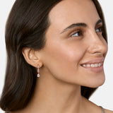 Brass 18k Rose Gold Fluid Crystal Earring Pair For Women