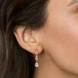 Brass 18k Rose Gold Fluid Crystal Earring Pair For Women