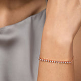 Brass 18k Rose Gold Crystal Bezel Flex Bracelet For Women