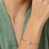 Brass 18k Rose Gold Pear Crystal Halo Chain Bracelet For Women