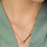 Brass 18k Rose Gold Tilting Drop Crystal Pendant For Women