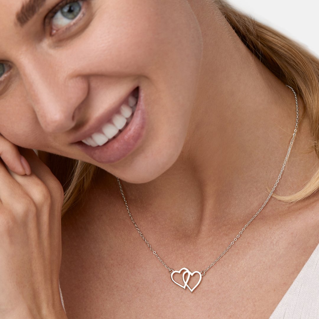 Brass 18k Rose Gold Interlocked Heart Necklace For Women ZIVOM
