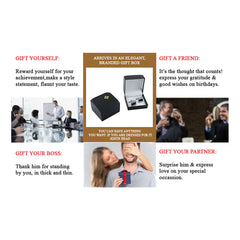 Oval Black Stripes Cufflinks In Box